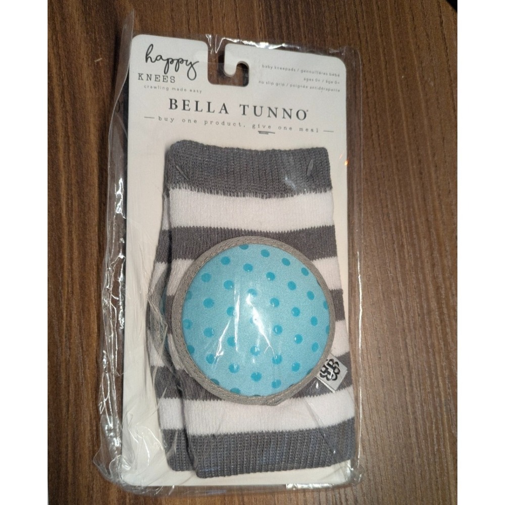 Bella Tunno Happy Knees Baby Kneepads Rugby Row Gray Stripes NWT Baby Shower Gif